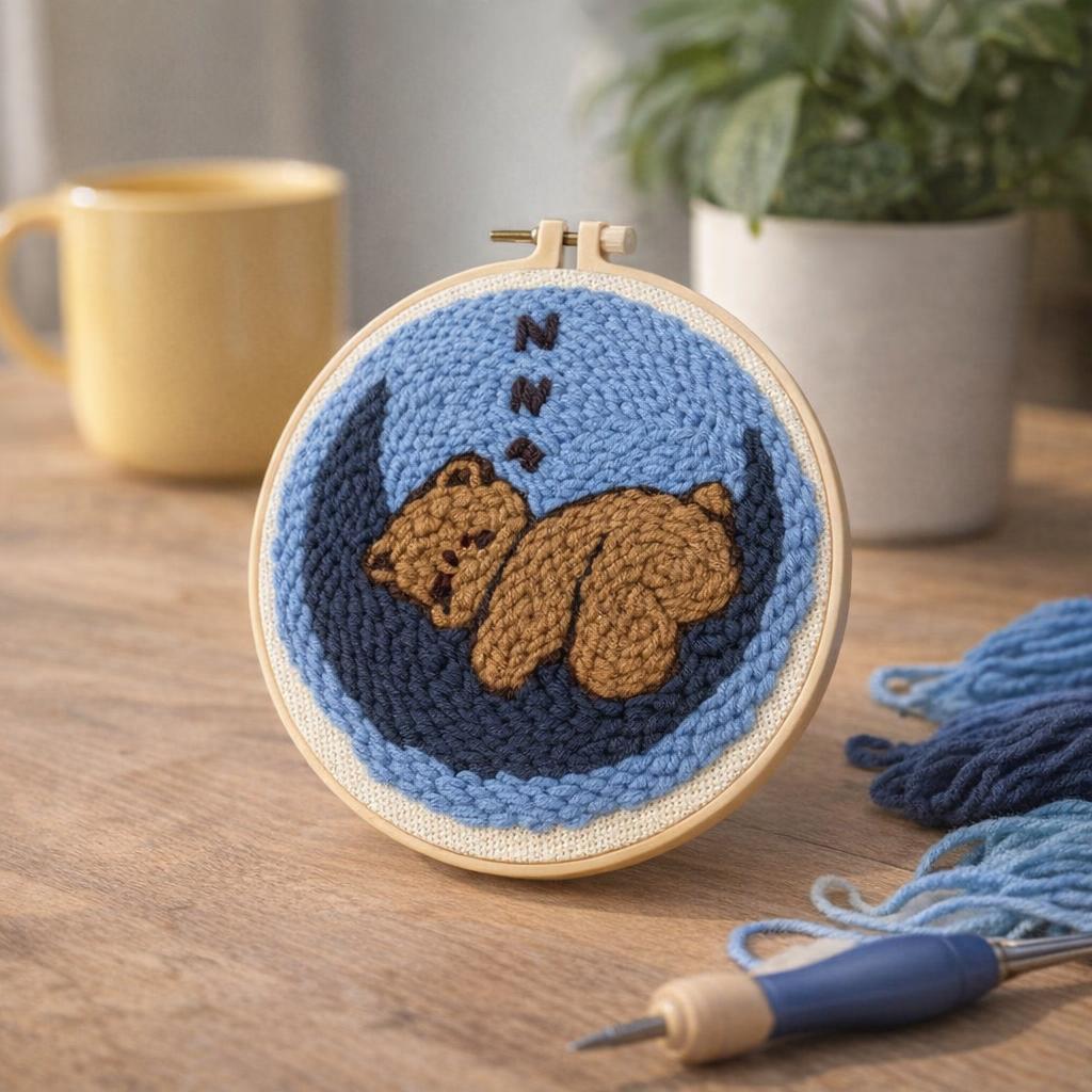 Punch Needle Ours sur la lune