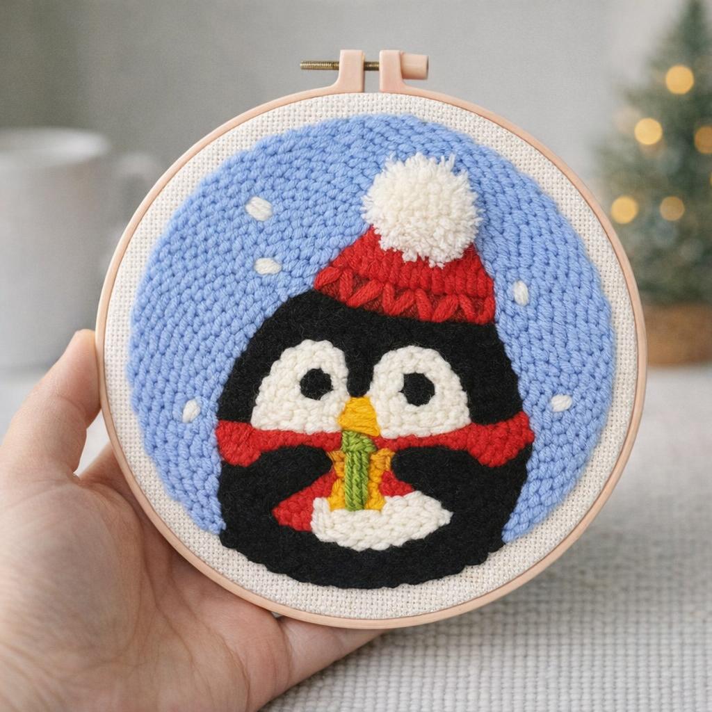 Pingouin Noël Punch Needle