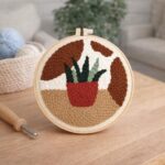 Punch Needle Plante en pot rouge