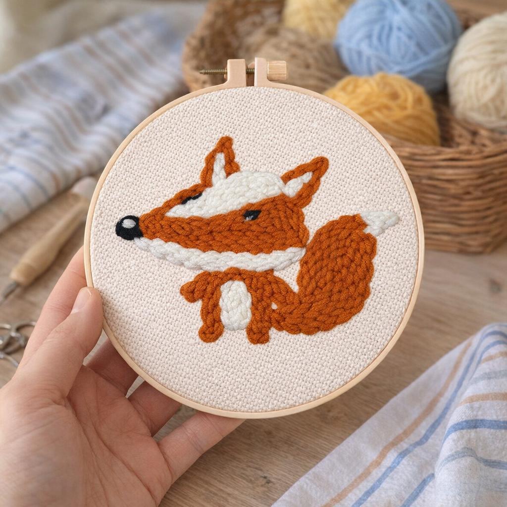 Punch Needle Renard mignon