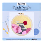 Punch Needle Soleil levant et Cerisiers en Fleurs