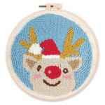 Punch Needle Tête de Renne et Bonnet de Noël