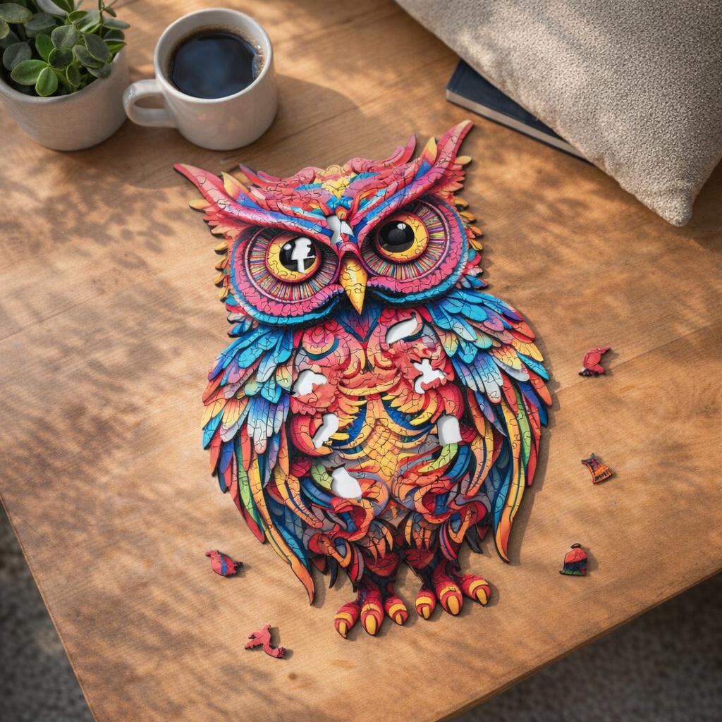 Puzzle en Bois Adulte - Chouette radieuse