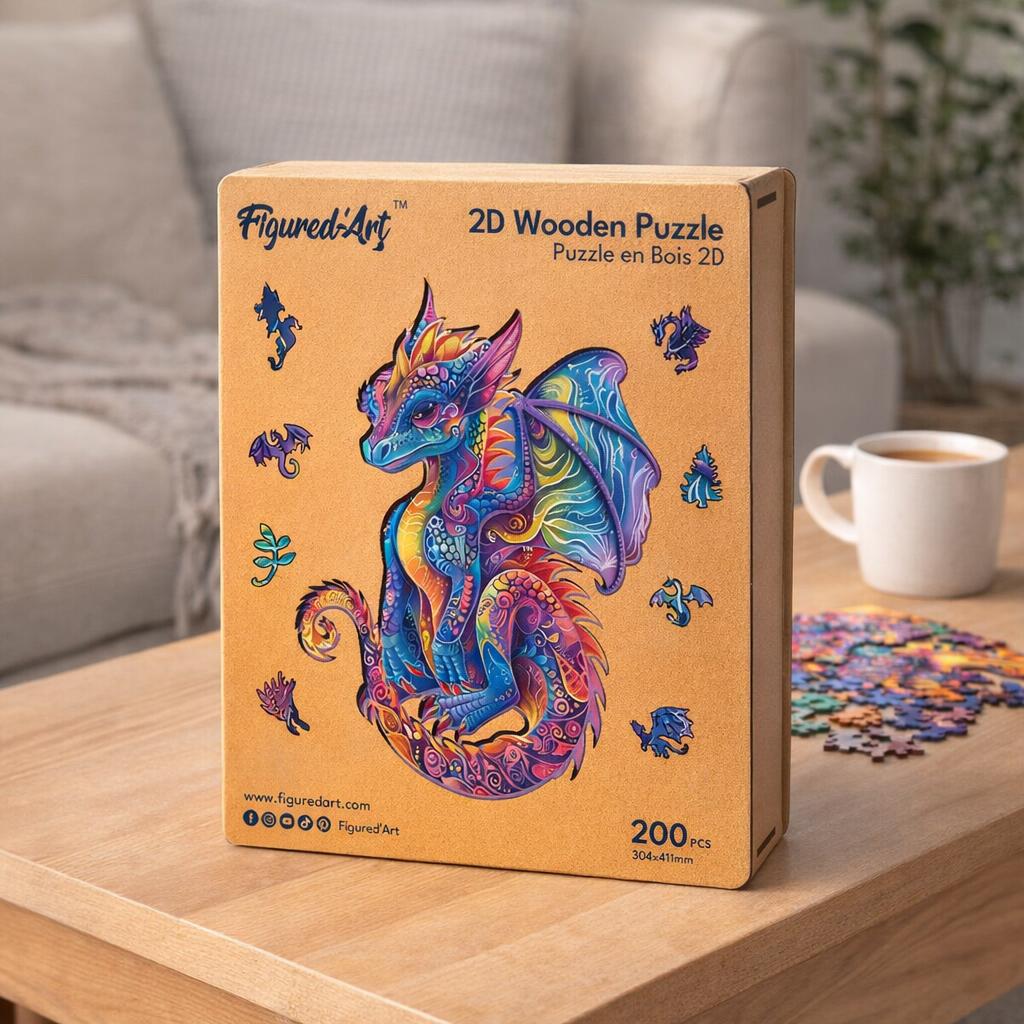 Puzzle dragon vibrant bois