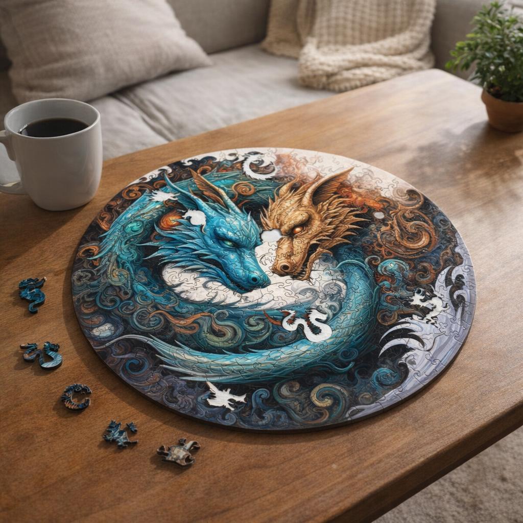Puzzle en Bois Adulte - Duo de Dragons