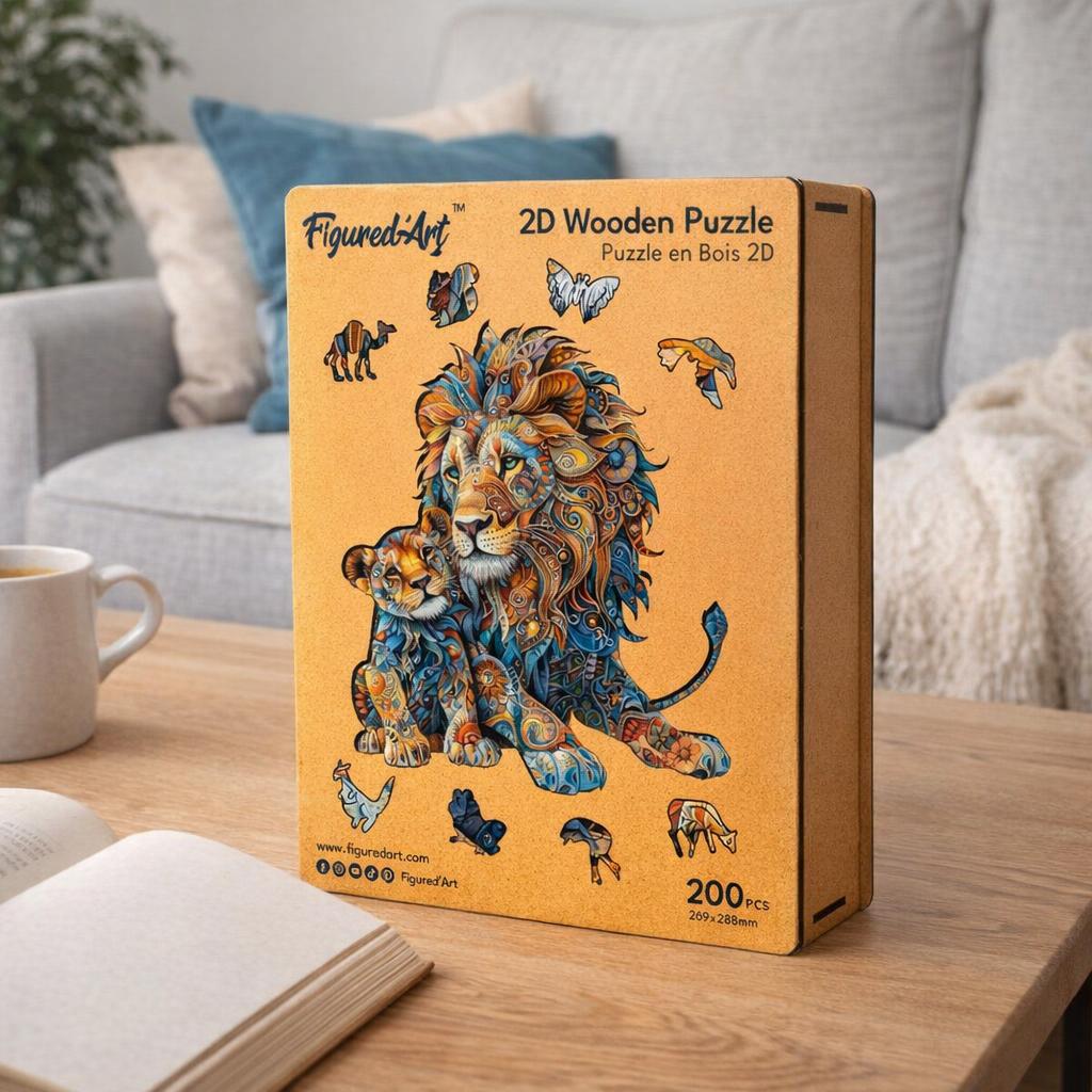 Puzzle en Bois Adulte - Lion et Lionceau