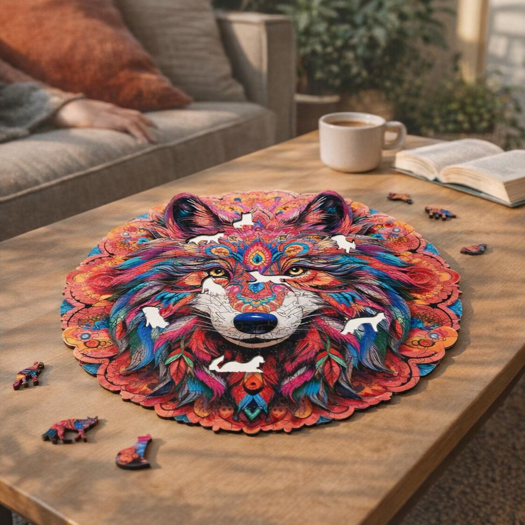 Puzzle en Bois Adulte - Loup vibrant