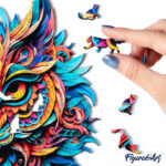 Puzzle en Bois Adulte - Mandala Chat Coloré