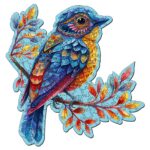 Puzzle en Bois Adulte - Oiseau bleu sur la Branche