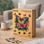Puzzle en Bois Adulte - Papillon et Roses