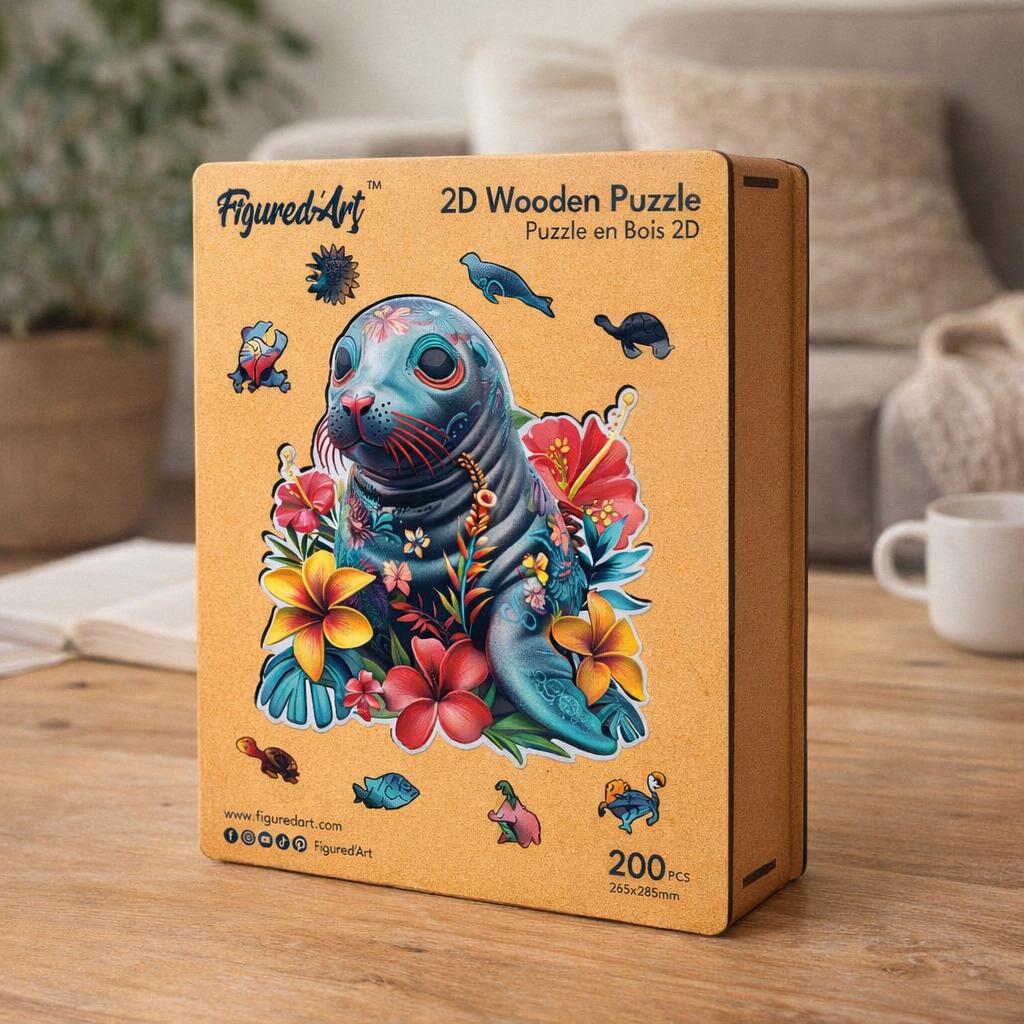 Puzzle en Bois Adulte - Phoque et Fleurs