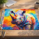 Rhinocéros Coloré Abstrait - Toile roulée