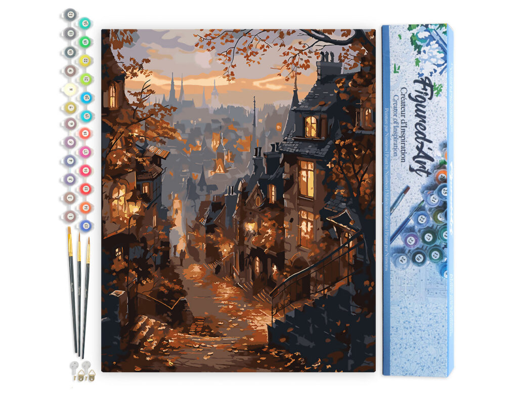 Rue d'Automne et vieille Ville - Toile roulée