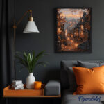 Rue d'Automne et vieille Ville - Toile roulée