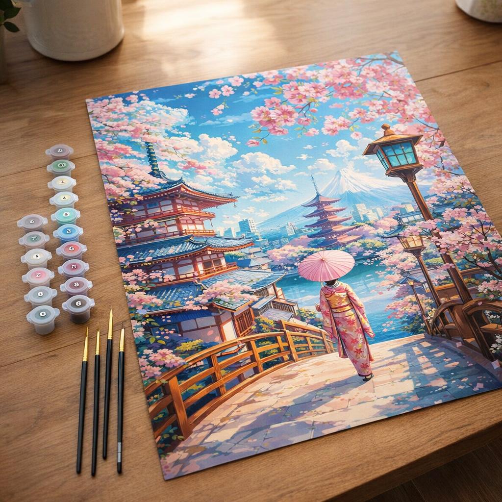 Maison de Thé d’Automne au Bord du Lac - Toile roulée