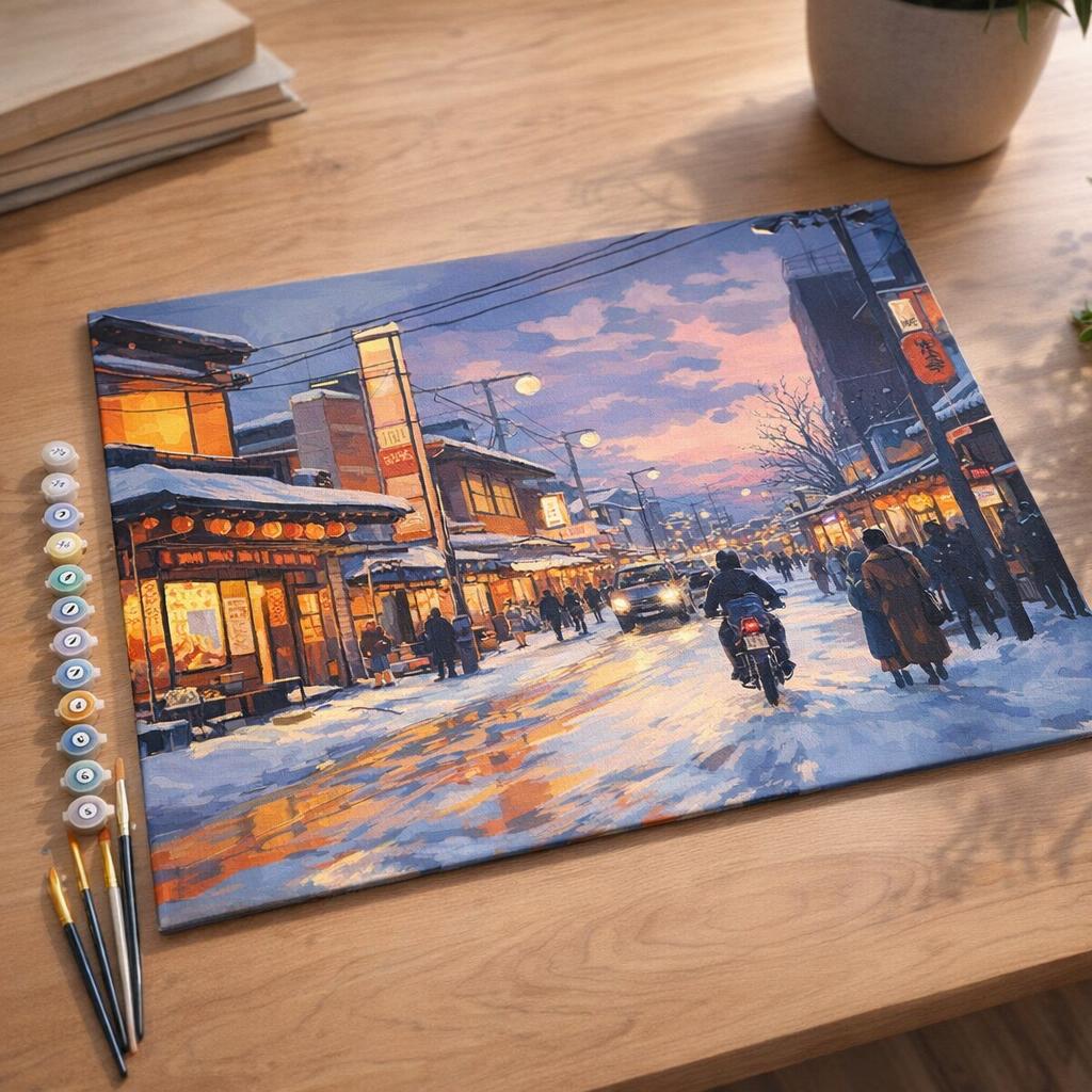 Rue d’Hiver Rétro au Japon - Toile roulée