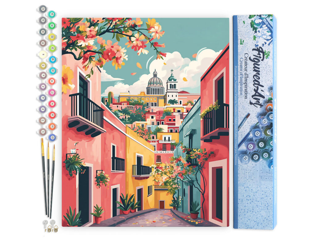 Ruelle méditerranéenne colorée - Toile roulée