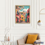 Ruelle méditerranéenne colorée - Toile roulée