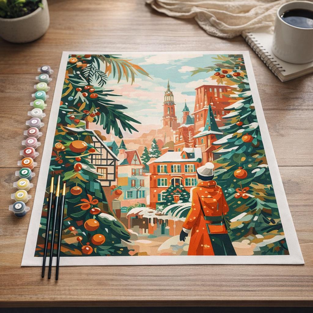 Scène de Marché de Noël - Toile roulée