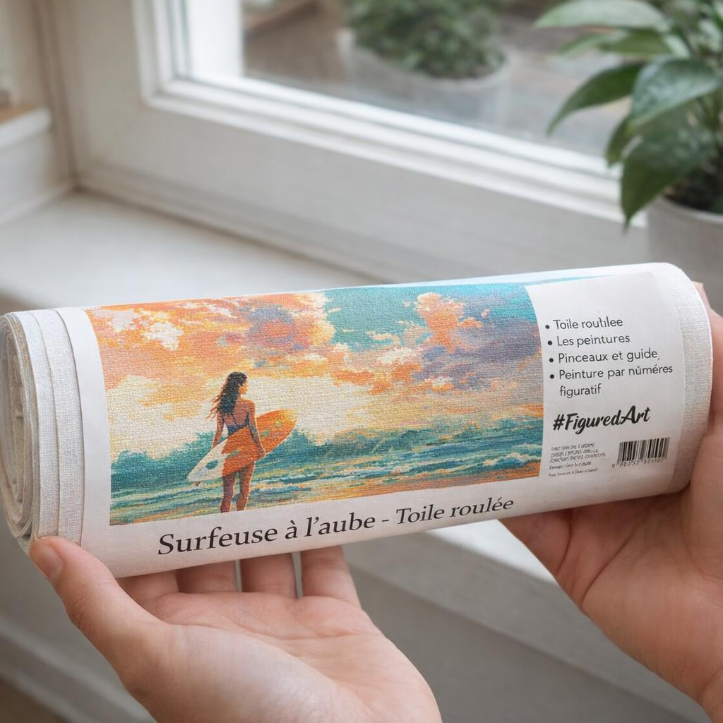 Surfeuse à l'aube - Toile roulée