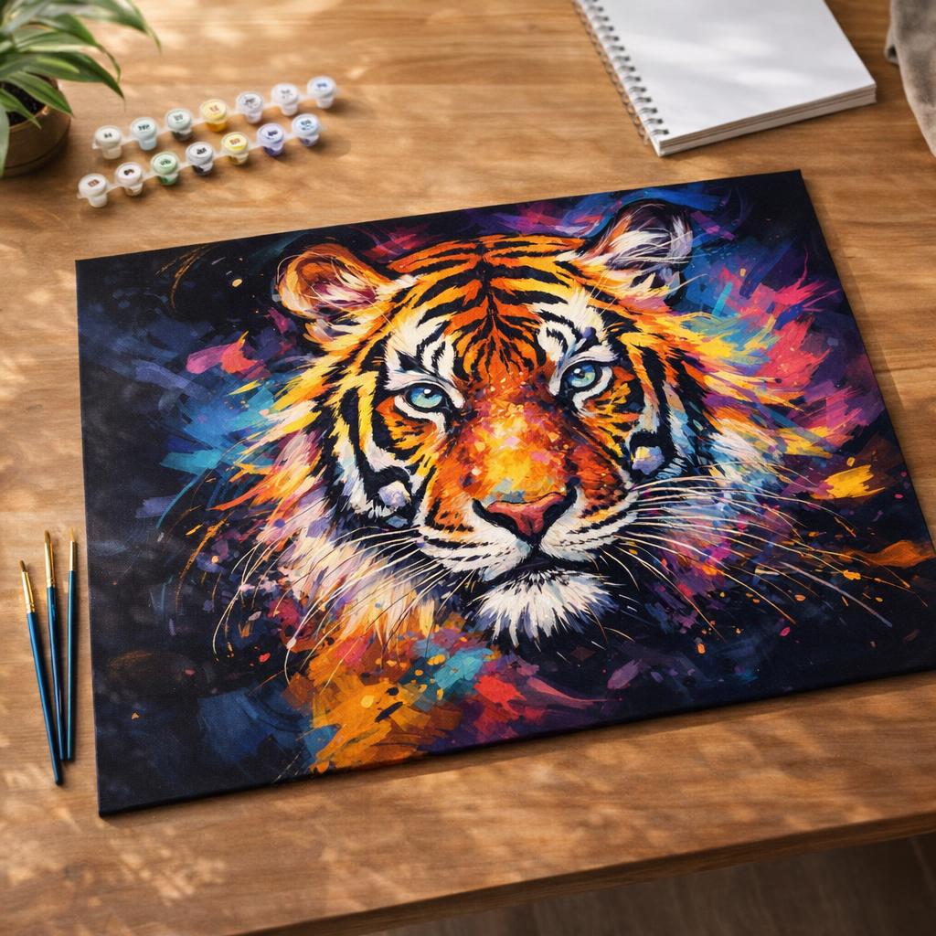 Tigre Coloré Abstrait - Toile roulée