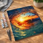 Vague et coucher de soleil - Toile roulée