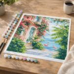 Villa rose en bord de mer - Toile roulée