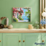 Villa rose en bord de mer - Toile roulée