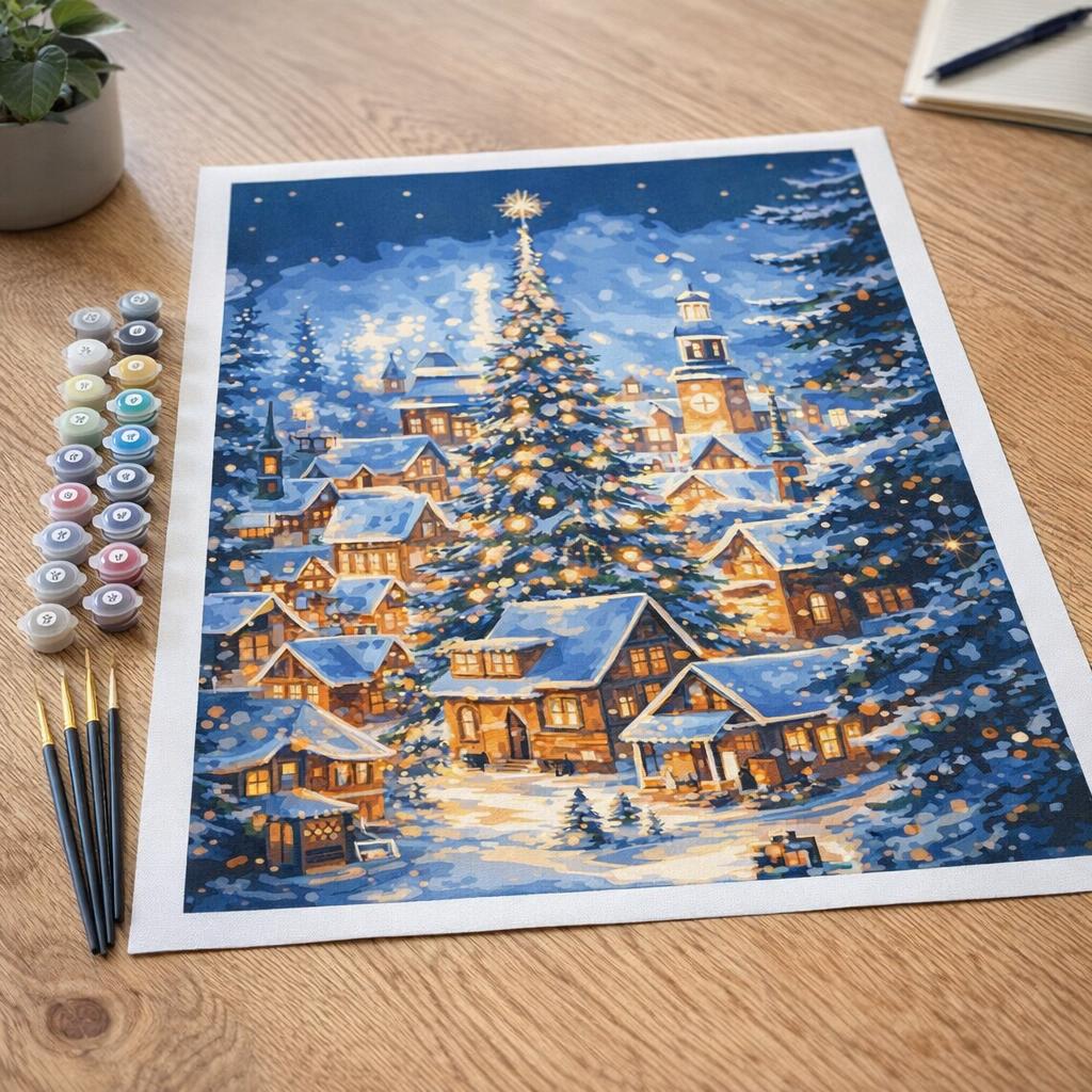 Village de Noël Étincelant - Toile roulée