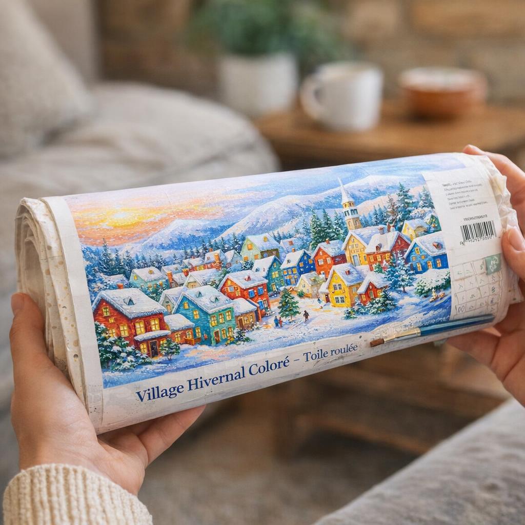 Village hivernal coloré