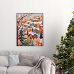 Village Hivernal Coloré - Toile roulée