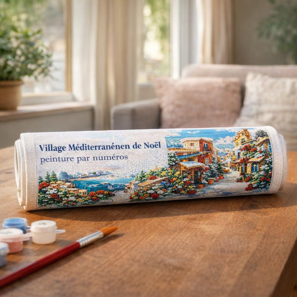 Village Méditerranéen de Noël - Toile roulée