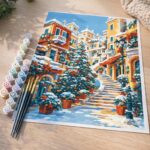 Village Méditerranéen de Noël - Toile roulée