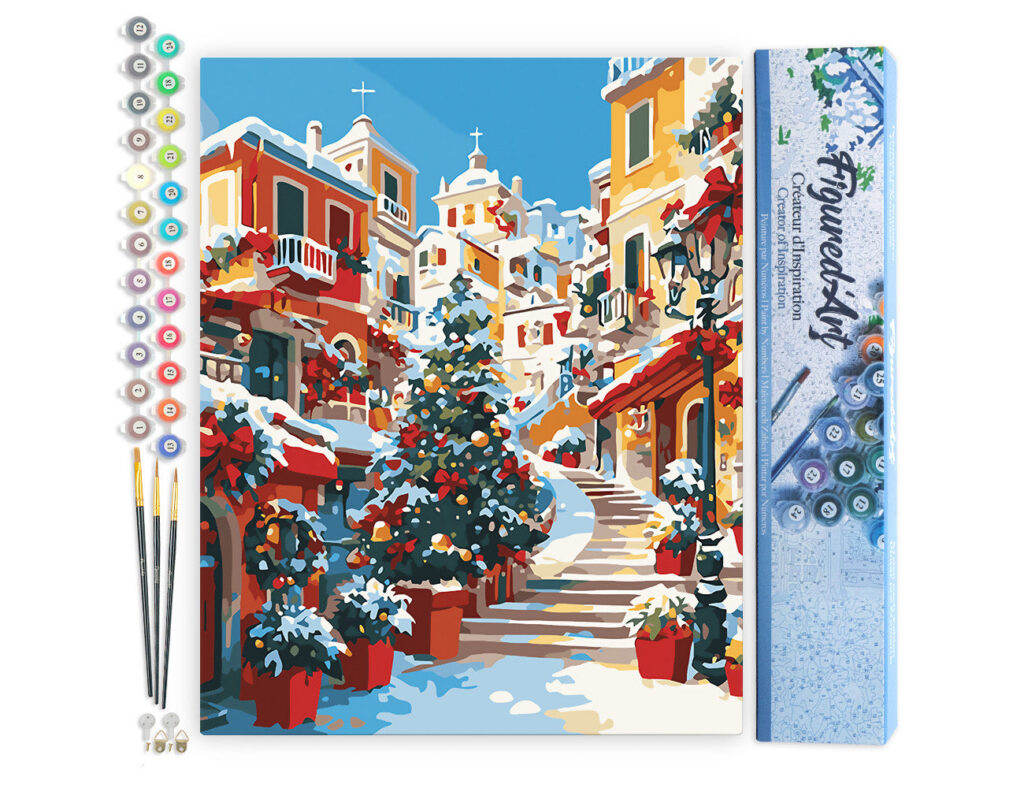 Village Méditerranéen de Noël - Toile roulée