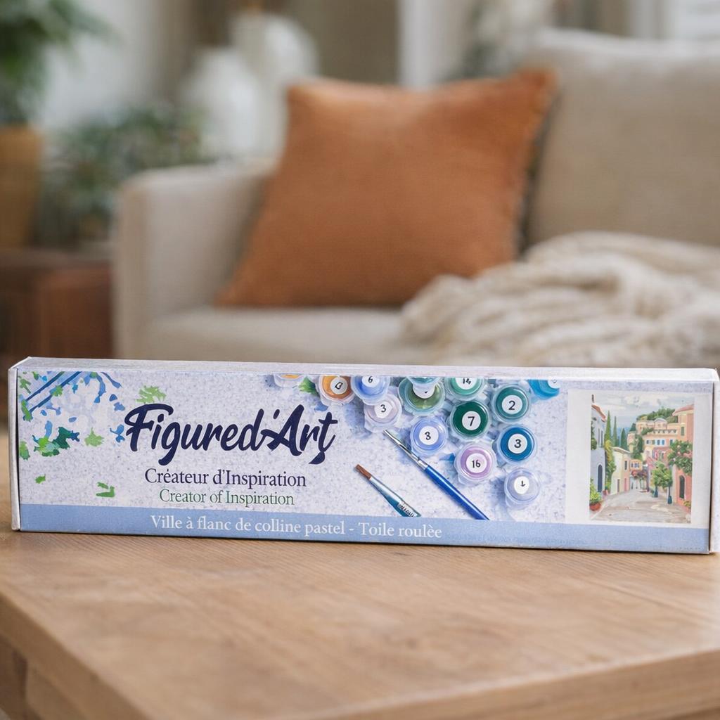 Ville à flanc de colline pastel - Toile roulée