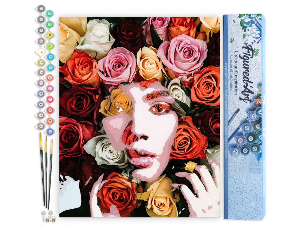 Visage de roses - Toile roulée