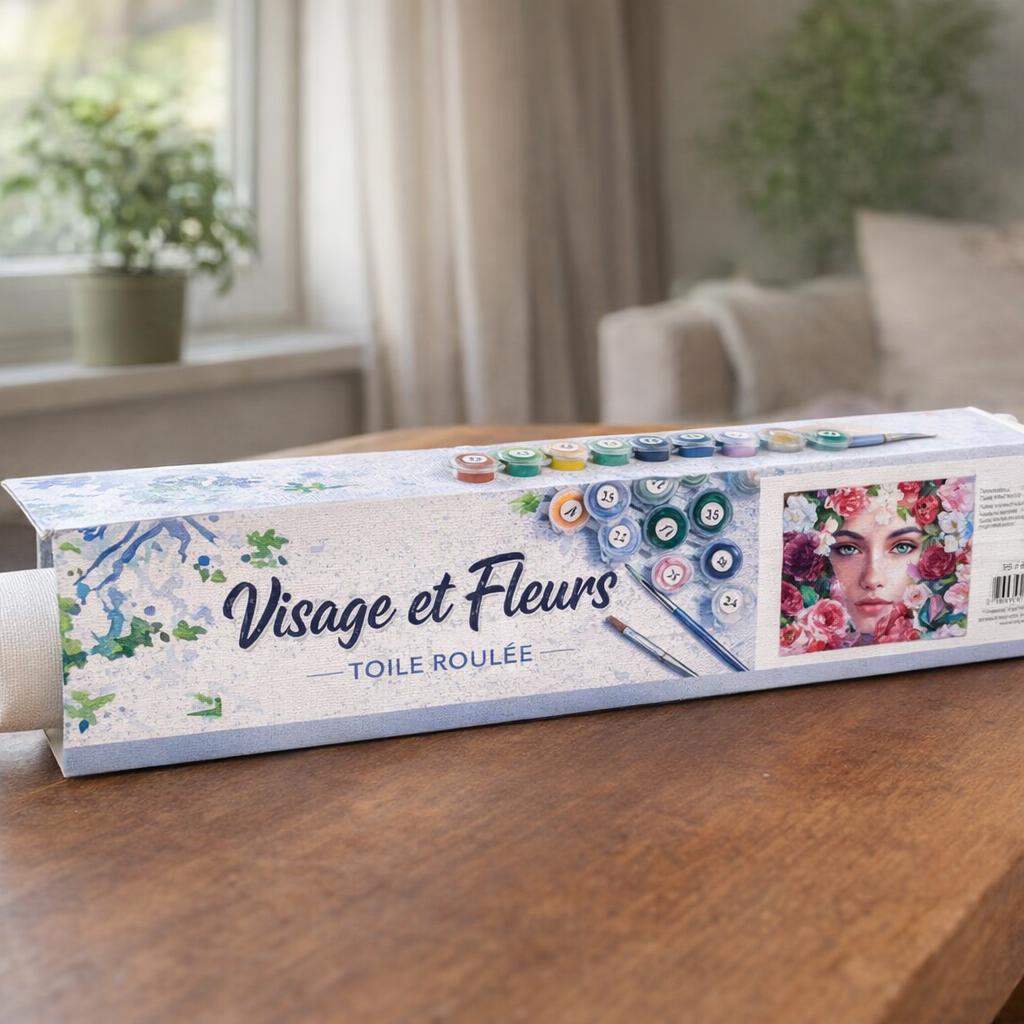 Visage et Fleurs - Toile roulée